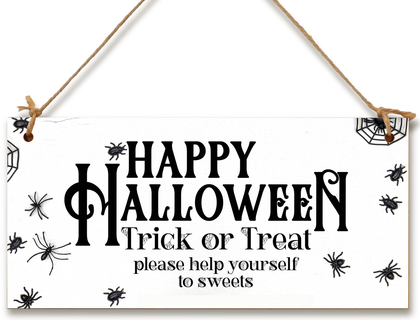 Treat or Treat Help Yourself to Sweets Happy Halloween Sign Handmade Wooden Hanging Wall Plaque Gift Hallway Home Décor