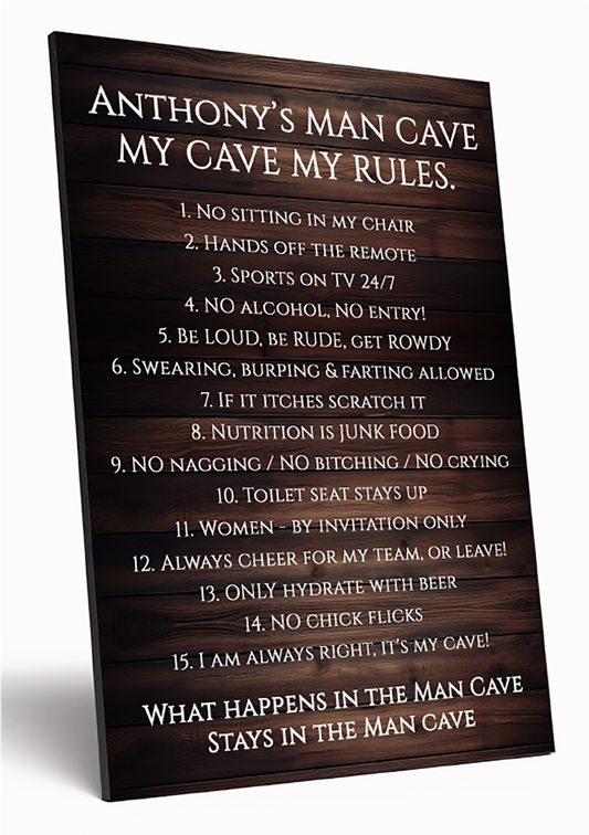 Personalised Man Cave Wooden A4 Sign