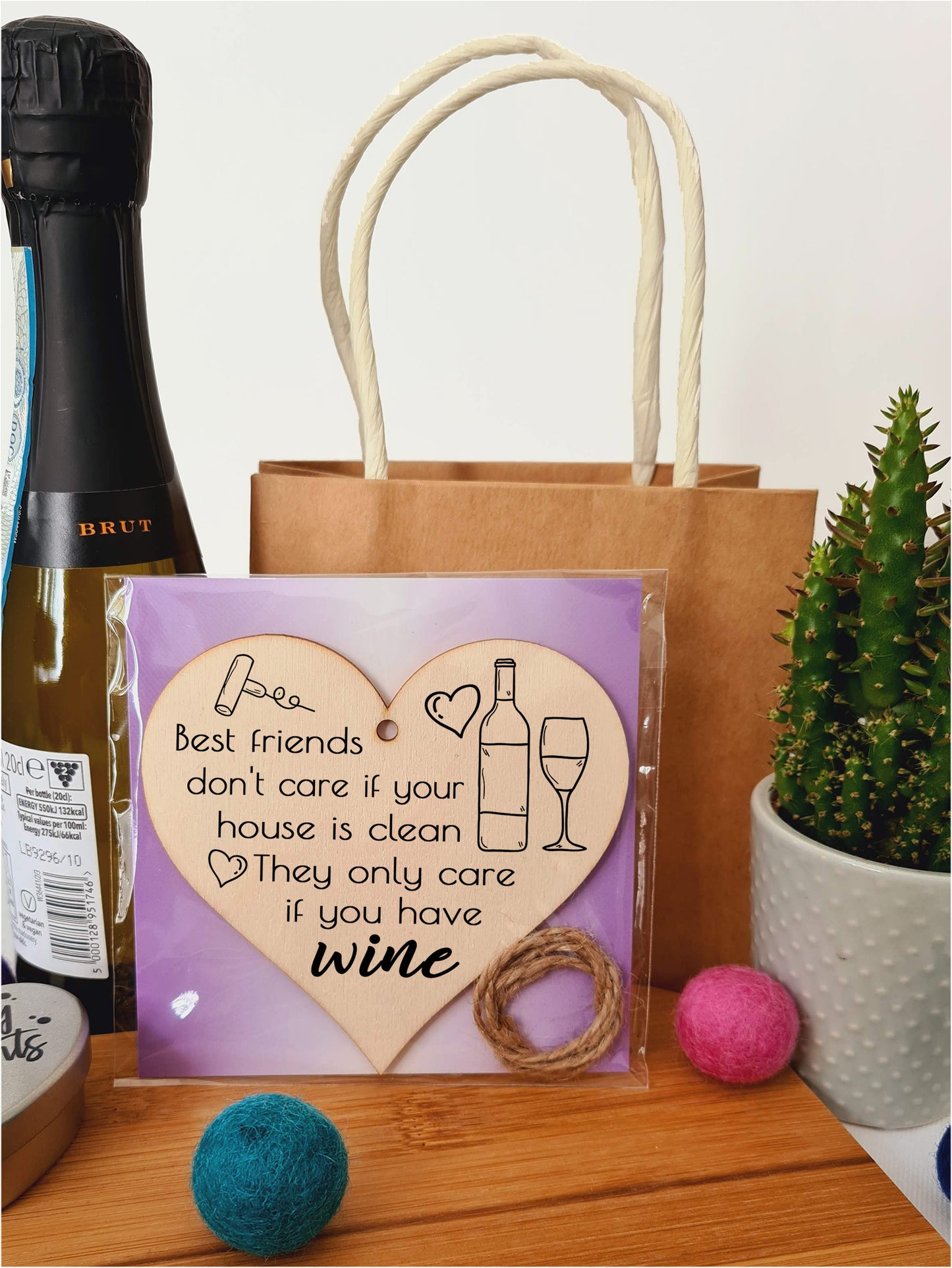 Handmade Wooden Hanging Heart Plaque Gift Perfect for Wine Lovers Novelty Funny Keepsake