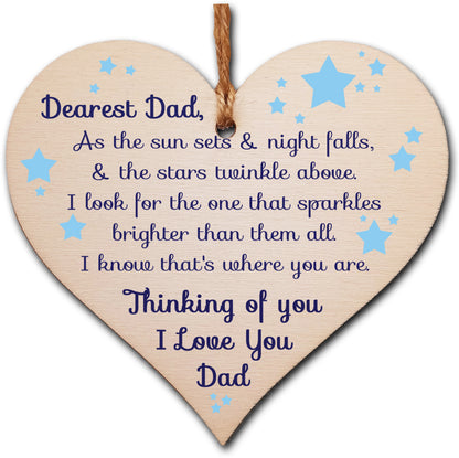 Handmade Wooden Hanging Heart Plaque Gift to remember Dad Loving Thoughtful Father Keepsake