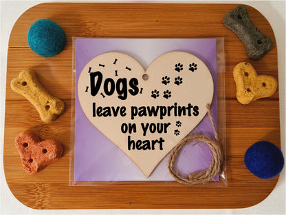 Handmade Wooden Hanging Heart Plaque Gift Perfect for Dog Lovers