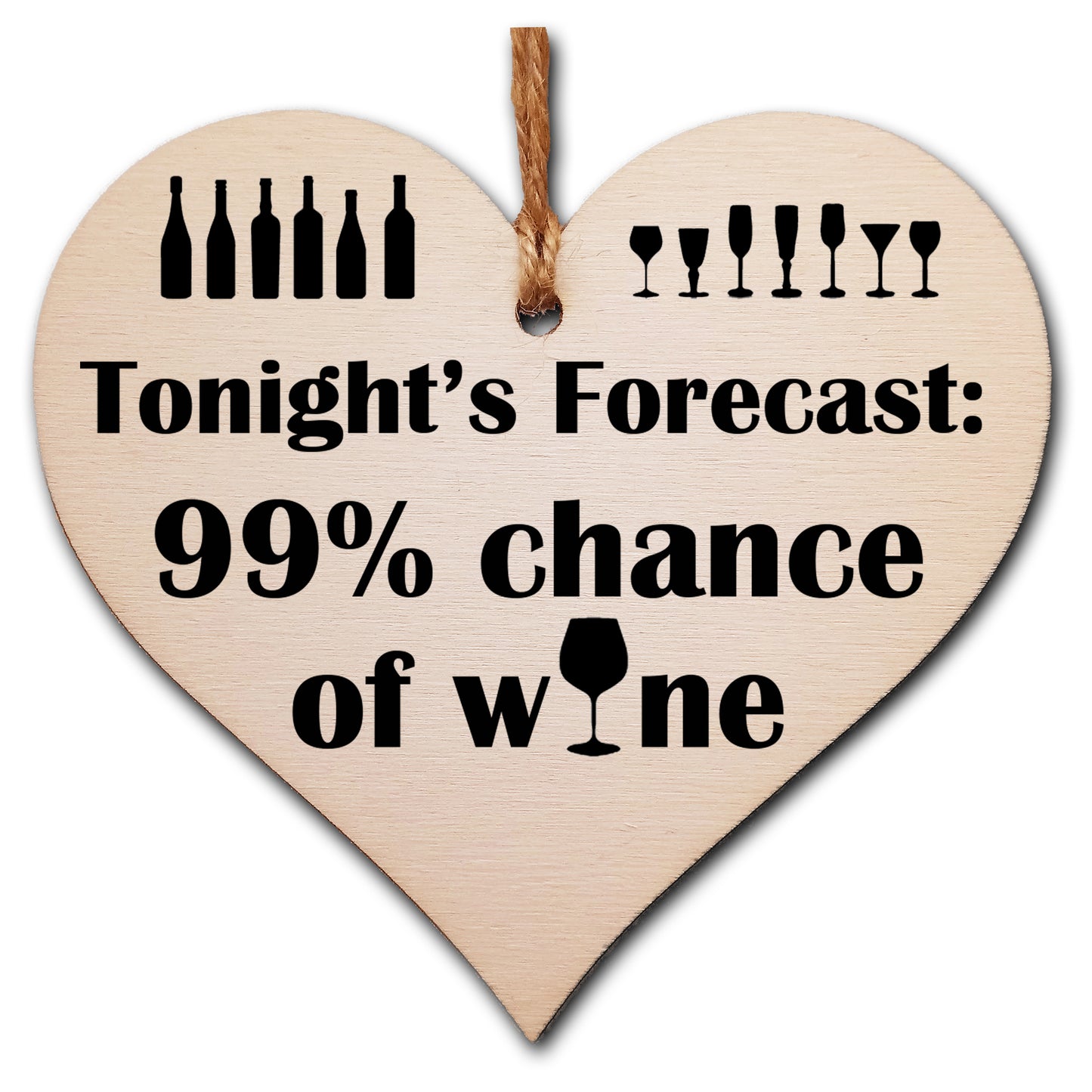 Handmade Wooden Hanging Heart Plaque Gift Perfect for Wine Lovers Novelty Funny Keepsake