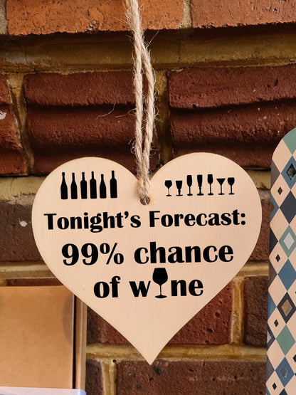 Handmade Wooden Hanging Heart Plaque Gift Perfect for Wine Lovers Novelty Funny Keepsake