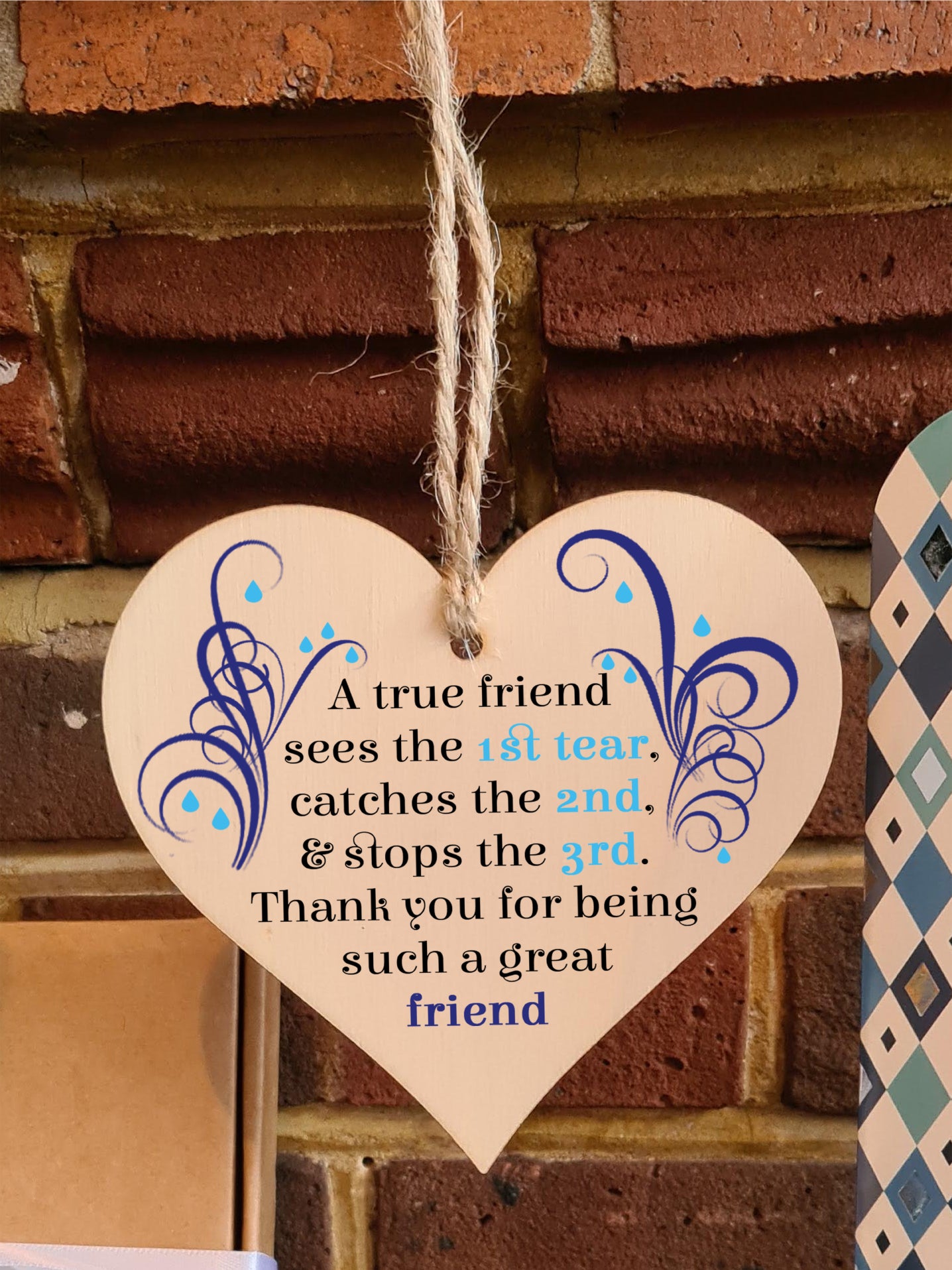 Handmade Wooden Hanging Heart Plaque Gift Perfect for your Best Friend Friendship Keepsake