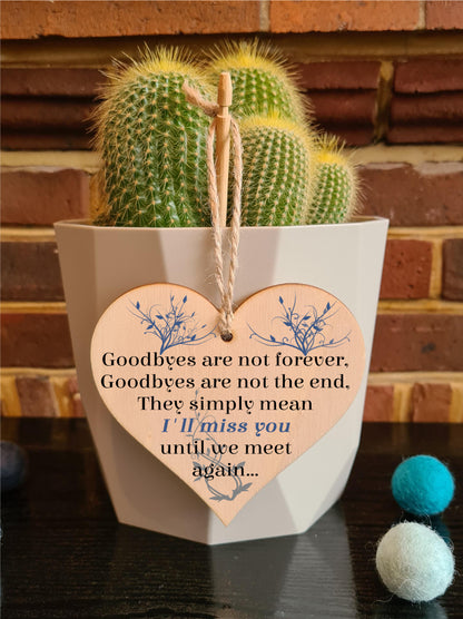 Handmade Wooden Hanging Heart Plaque Gift to Say Sorry You're Leaving You'll be Missed Keepsake for Friend