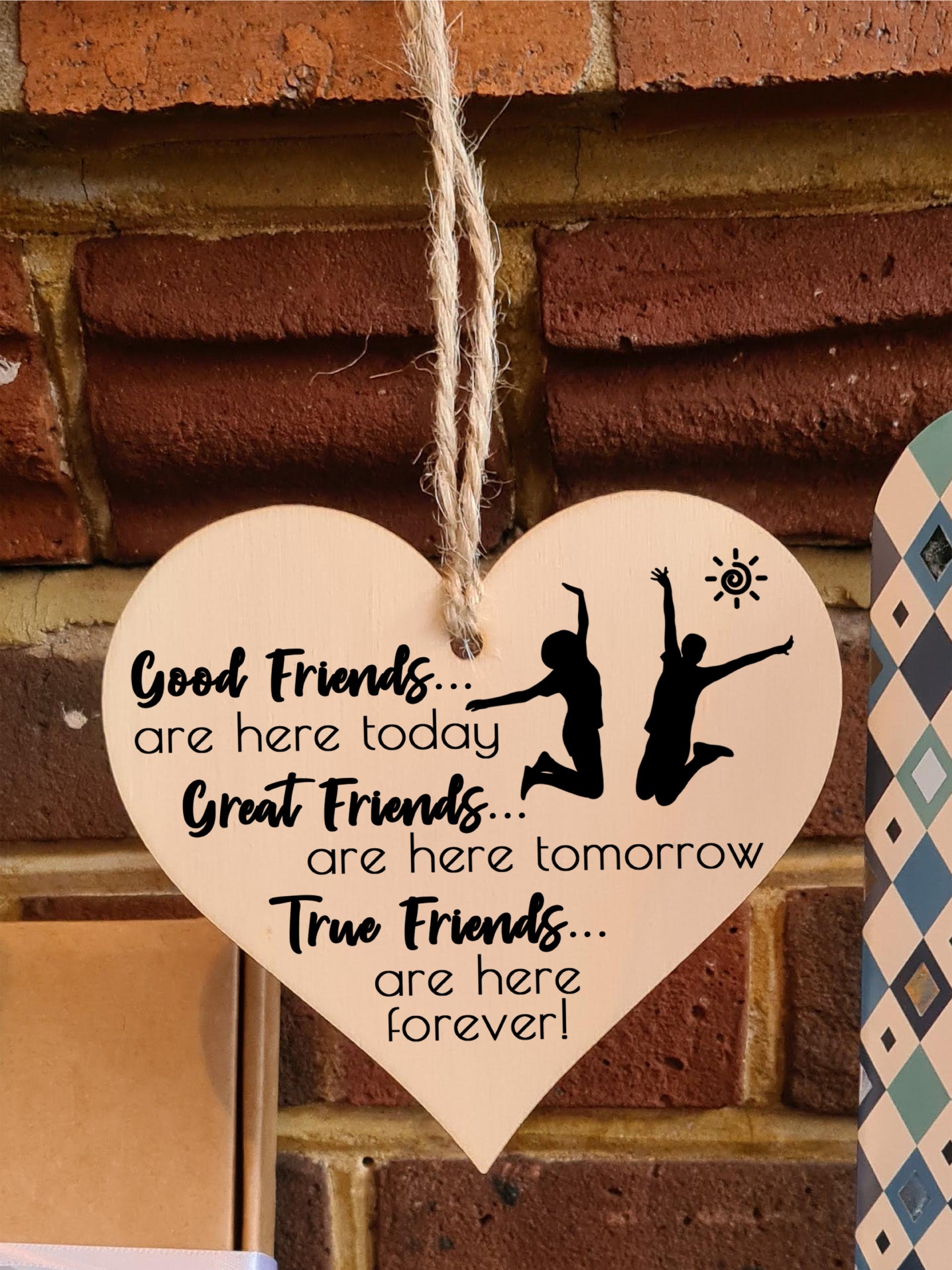 Handmade Wooden Hanging Heart Plaque Gift Perfect for your Best Friend Friendship Keepsake