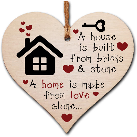 Handmade Wooden Hanging Heart Plaque Gift for New Home Perfect House Warming Present