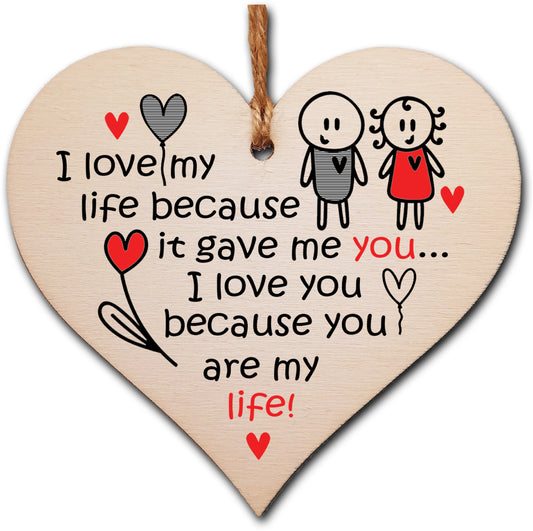 Handmade Wooden Hanging Heart Plaque Gift perfect for your Boyfriend or Girlfriend Romantic Keepsake