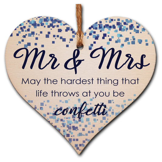 Handmade Wooden Hanging Heart Plaque Gift for the Perfect Newly Wed Couple