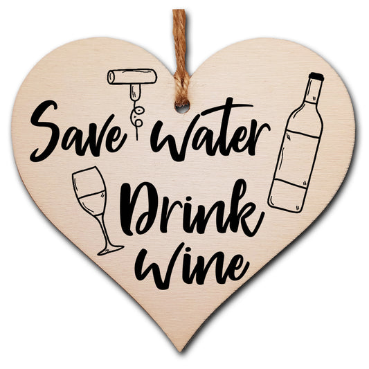 Handmade Wooden Hanging Heart Plaque Gift Perfect for Wine Lovers Novelty Funny Keepsake