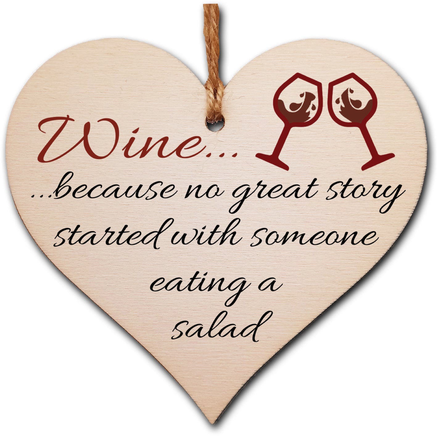 Handmade Wooden Hanging Heart Plaque Gift Perfect for Wine Lovers Novelty Funny Keepsake