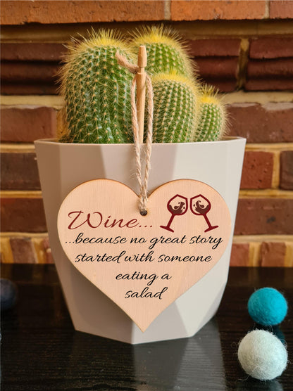 Handmade Wooden Hanging Heart Plaque Gift Perfect for Wine Lovers Novelty Funny Keepsake