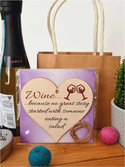 Handmade Wooden Hanging Heart Plaque Gift Perfect for Wine Lovers Novelty Funny Keepsake