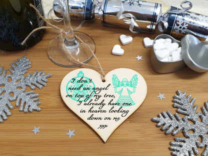 Handmade Christmas Hanging Wooden Heart Plaque Decoration Gift to Remember Lost Loved Ones festive bauble