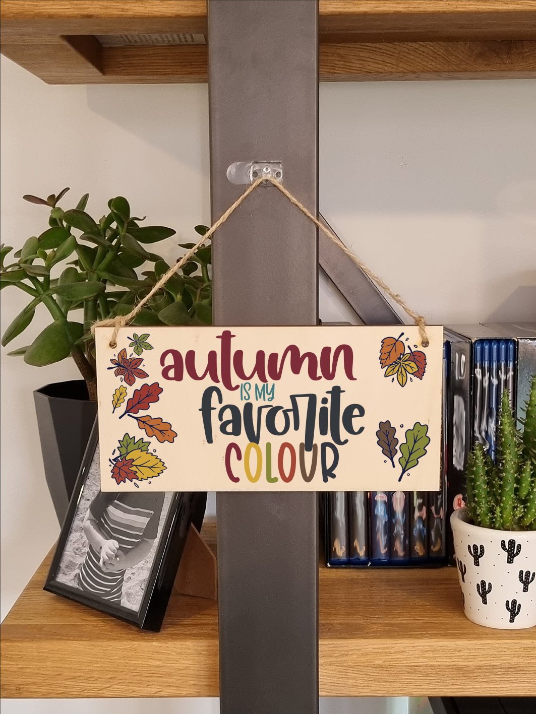 Autumn Favourite Colour Seasonal Decorative Leaves Sign Handmade Wooden Hanging Wall Plaque Gift Hallway Home Décor