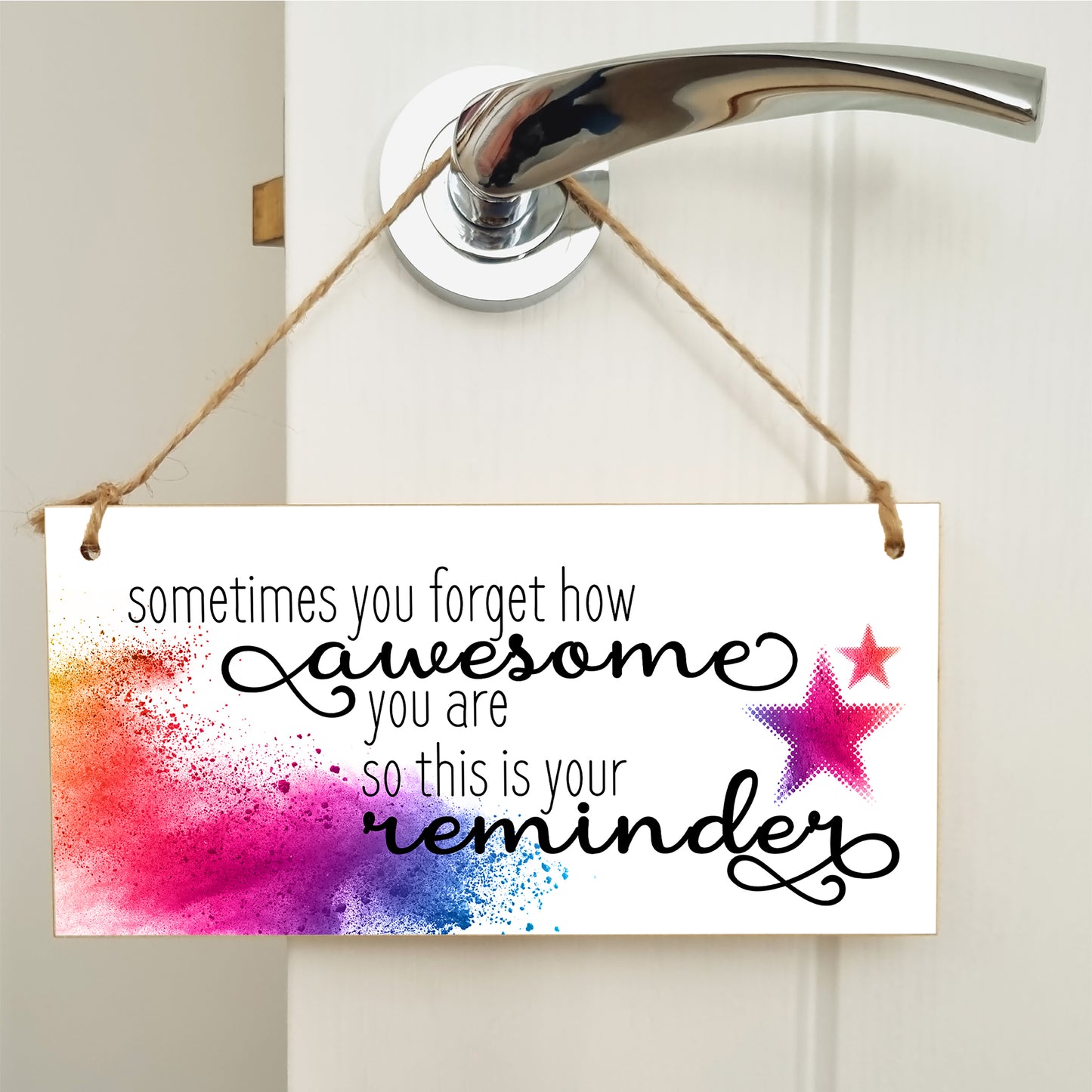 Handmade Wooden Hanging Wall Plaque Don't Forget You're Awesome Reminder Inspirational Friendship Gift