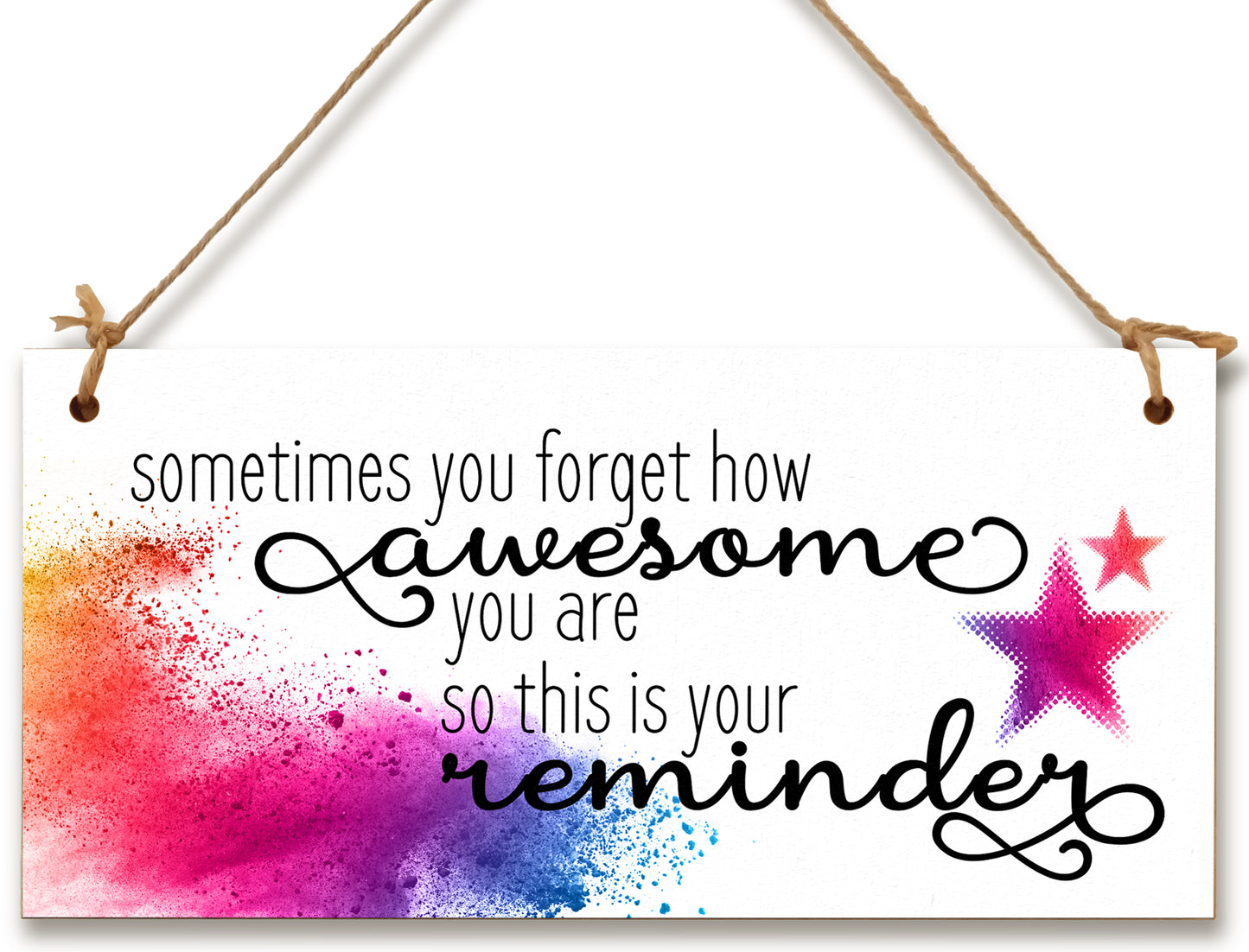 Handmade Wooden Hanging Wall Plaque Don't Forget You're Awesome Reminder Inspirational Friendship Gift