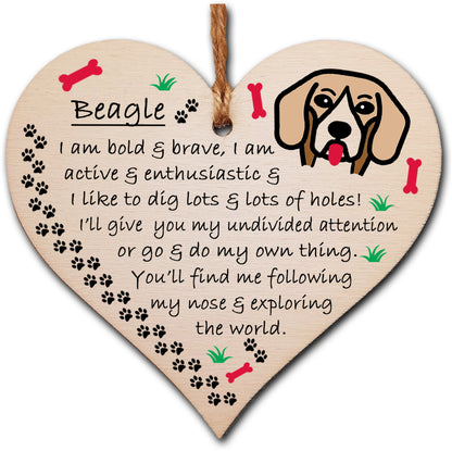 Handmade Wooden Hanging Heart Plaque Gift Perfect for Dog Lovers Pet Keepsake Novelty Decoration