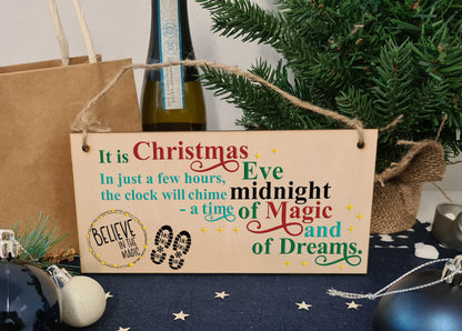 Christmas Eve Magic and Dreams We Believe Kids Christmas Sign Handmade Wooden Hanging Wall Plaque Sign Gift