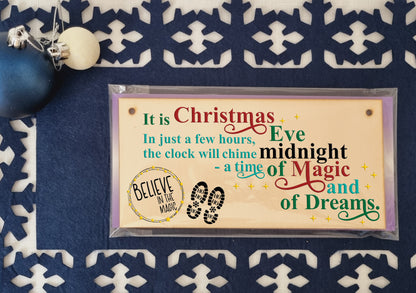 Christmas Eve Magic and Dreams We Believe Kids Christmas Sign Handmade Wooden Hanging Wall Plaque Sign Gift