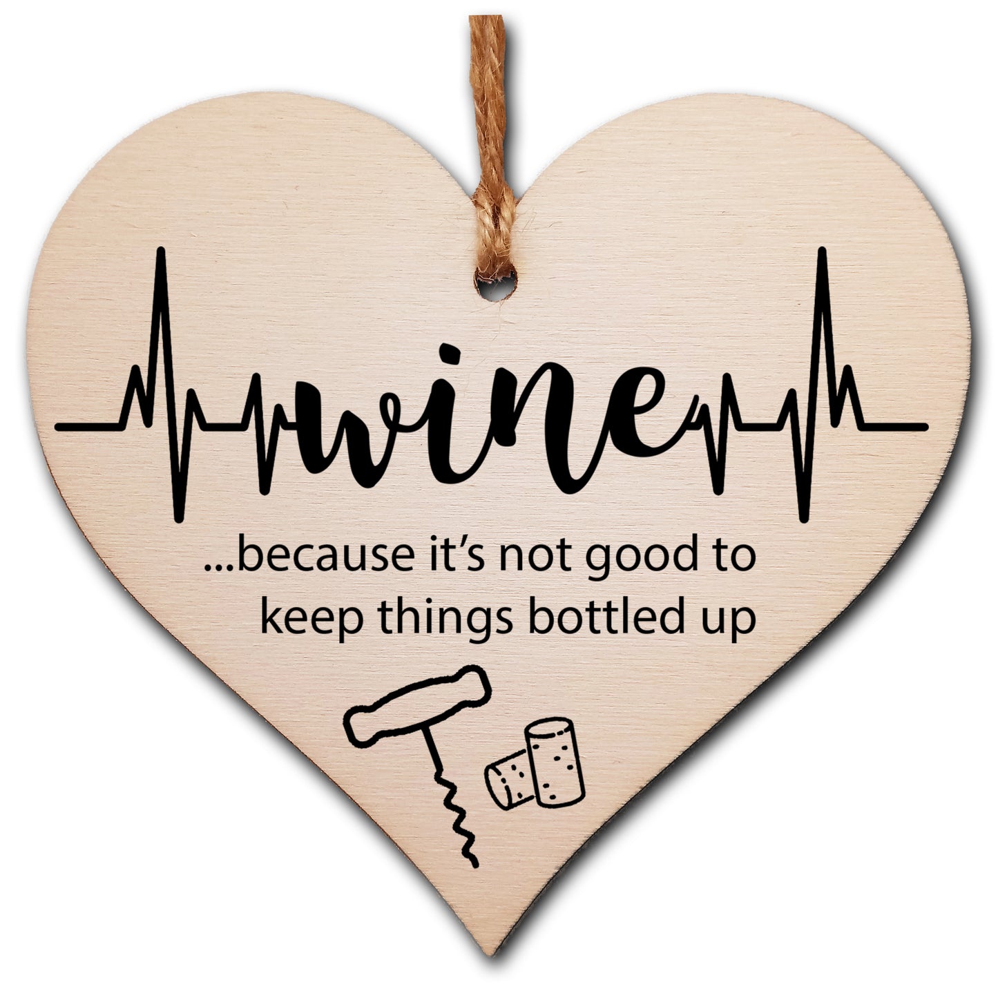 Handmade Wooden Hanging Heart Plaque Gift Wine Bottled Up Funny Novelty Friendship Card Alternative Wall Hanger Bottle Decoration