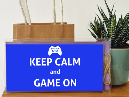 Handmade Wooden Hanging Wall Plaque Keep Calm and Game On Novelty Gift Gamers Computer Game Fans Man Cave Sign