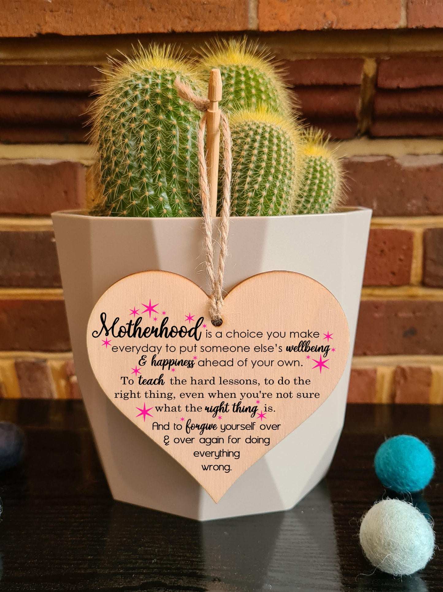 Handmade Wooden Hanging Heart Plaque Gift for Mum Loving Thoughtful Present about Motherhood