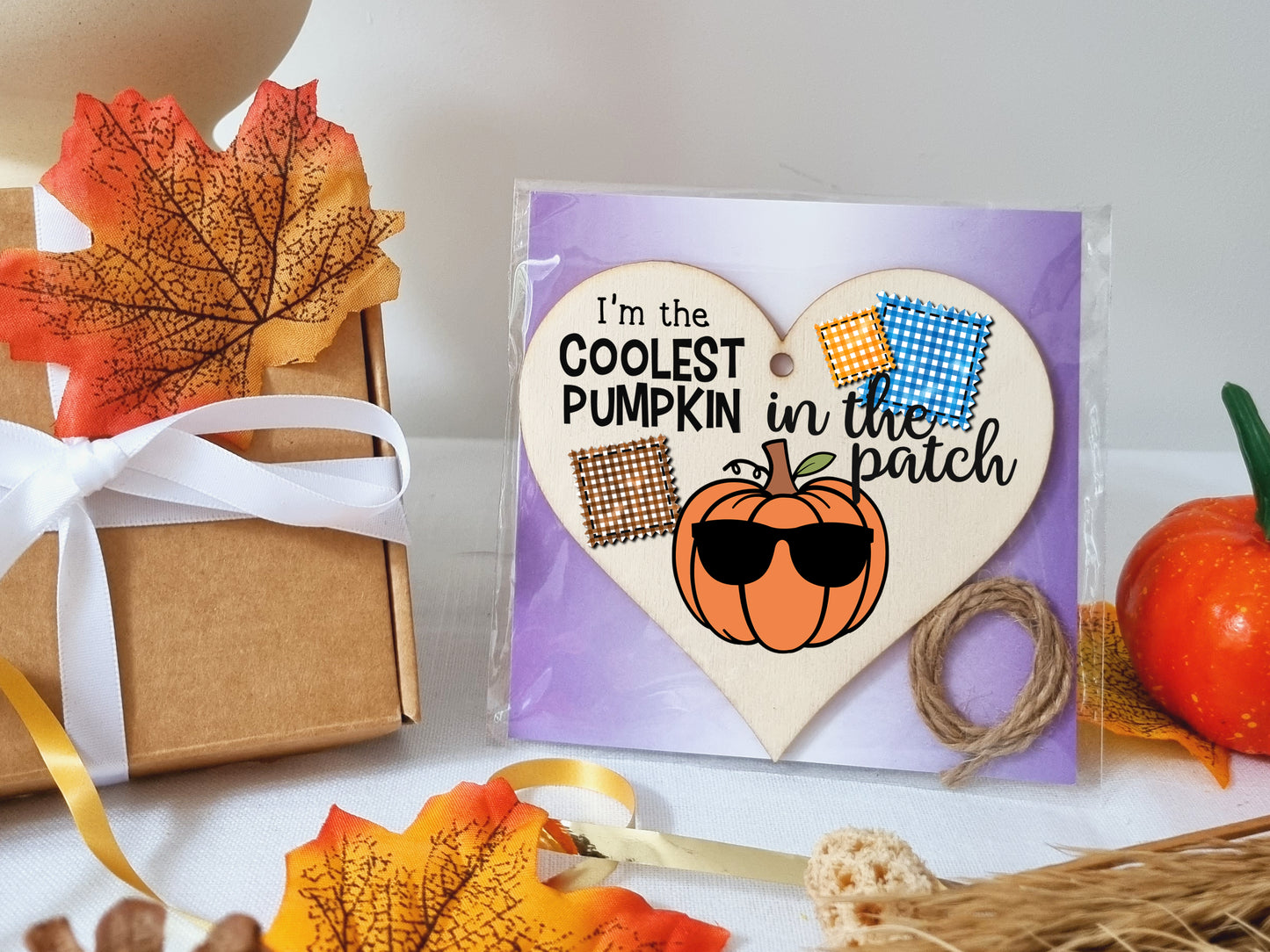 Coolest Pumpkin Patch Baby Boy Cute Autumn Seasonal Hanging Heart Wooden Decoration Gift Card Alternative New Baby Nursery