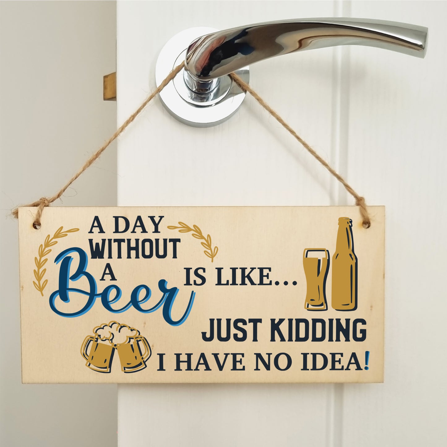 A Day Without Beer No Idea Funny Novelty Handmade Wooden Hanging Wall Plaque Gift Home Bar Sign Decoration