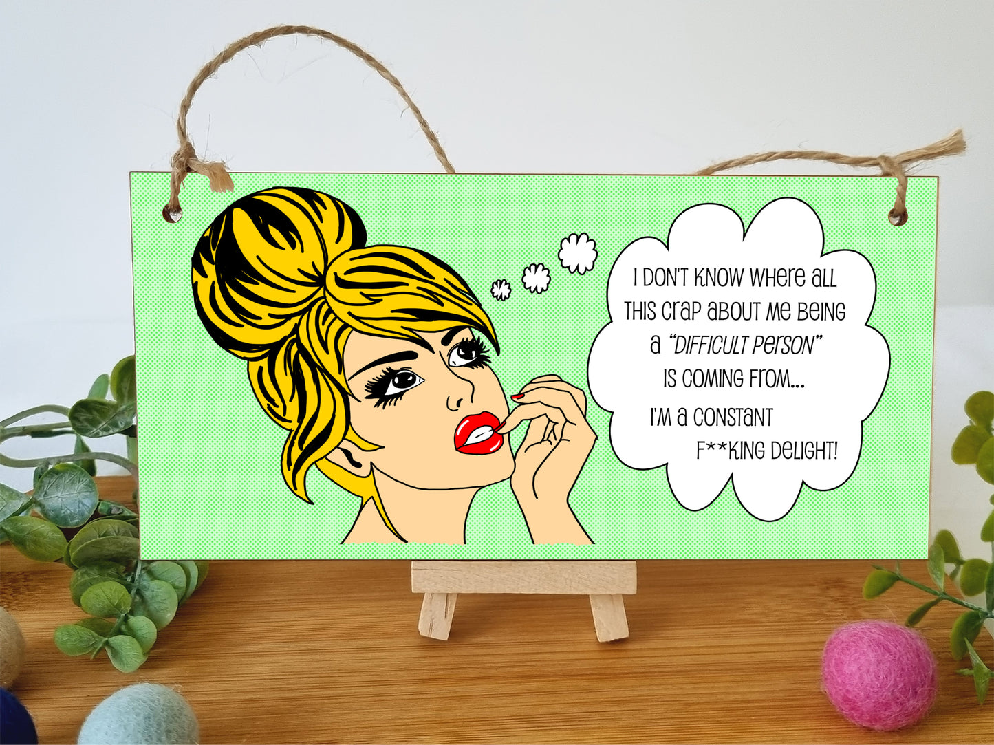 Handmade Wooden Hanging Wall Plaque I Don't Know Why Difficult Constant Delight Funny Rude Joke Novelty Sign