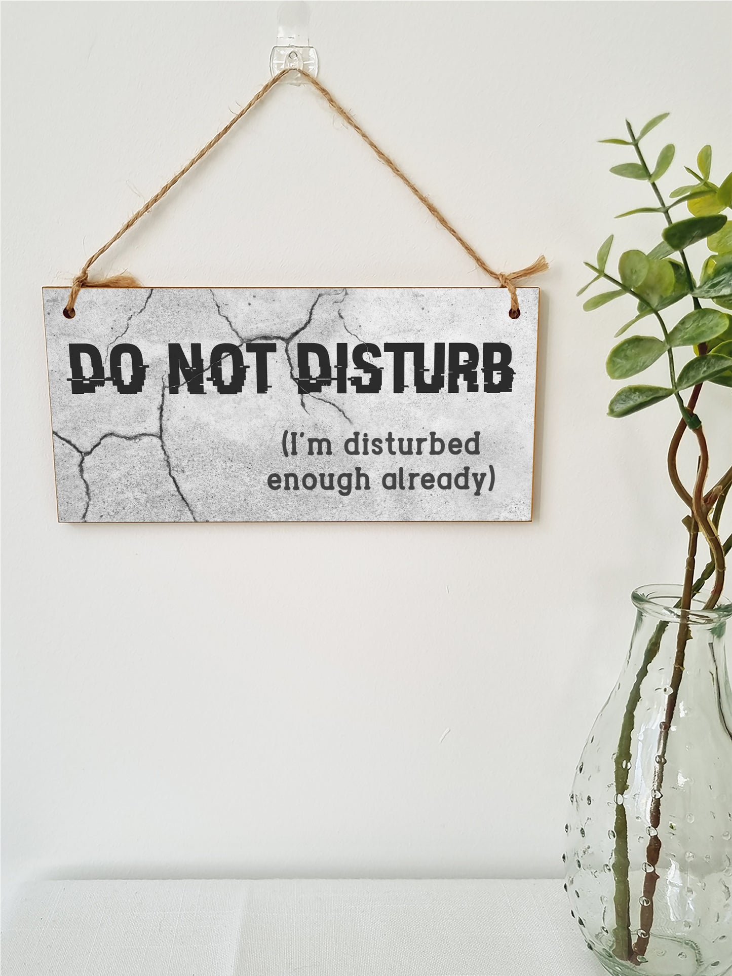 Handmade Wooden Hanging Wall Plaque Do Not Disturb Sign I'm Disturbed Already Funny Rude Joke Novelty Gift