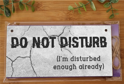 Handmade Wooden Hanging Wall Plaque Do Not Disturb Sign I'm Disturbed Already Funny Rude Joke Novelty Gift