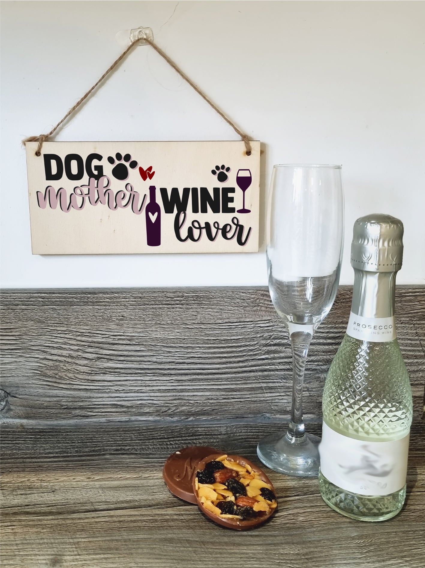 Dog Mother Wine Lover Funny Novelty Handmade Wooden Hanging Wall Plaque Gift Home Bar Pet Lover Gift Sign Decoration