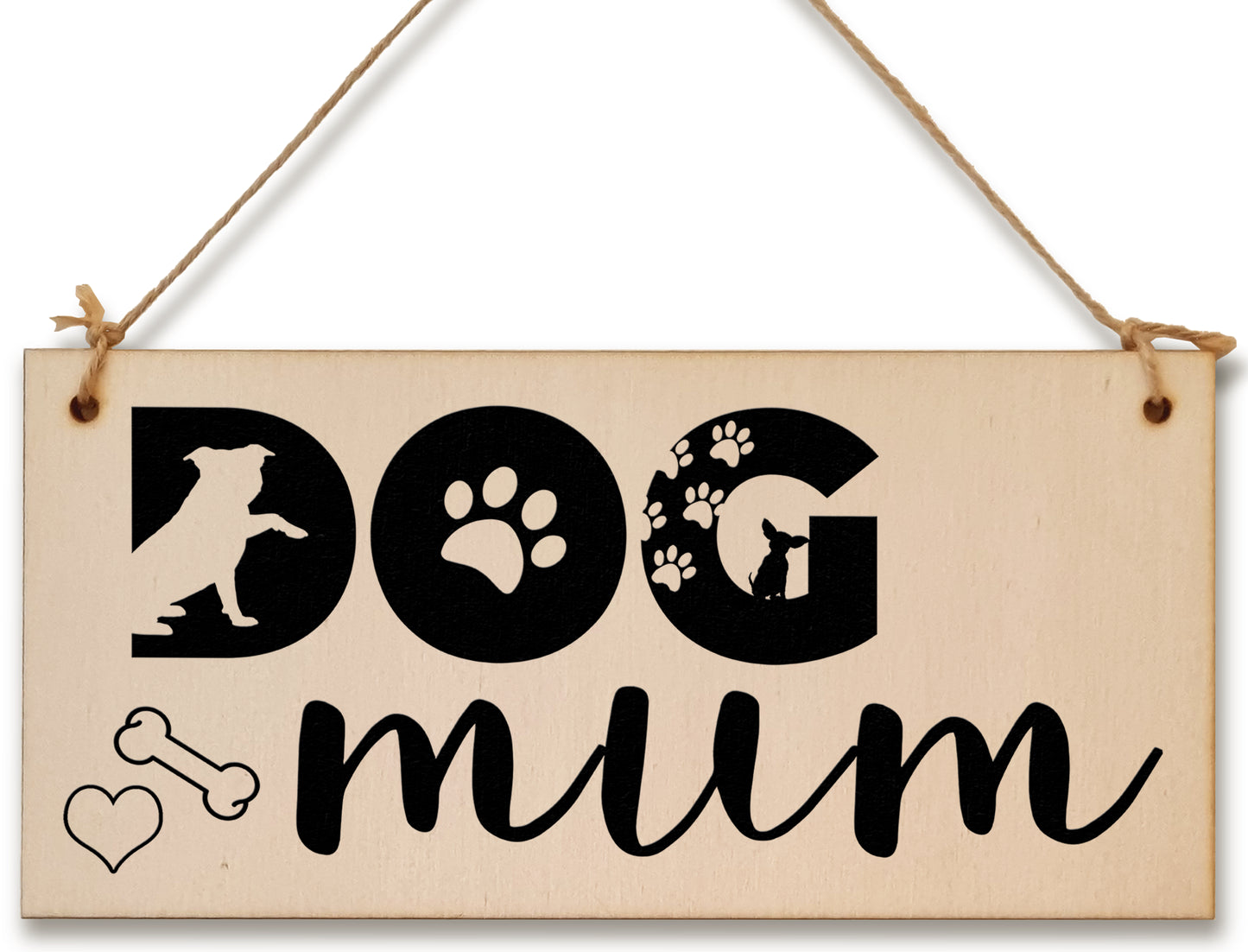 Handmade Wooden Hanging Wall Plaque Dog Mum Cute Funny Gift Pet Lover Dog Parent Mother's Day