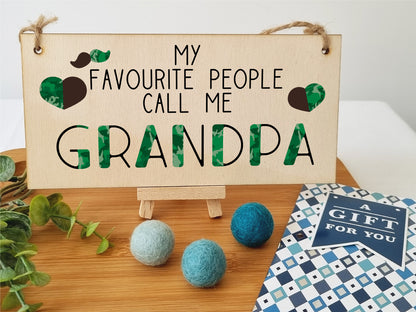 Handmade Wooden Hanging Wall Plaque Favourite People Call Me Grandpa Sentimental Gift Father's Day Man Cave