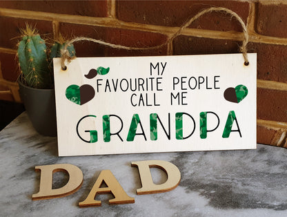 Handmade Wooden Hanging Wall Plaque Favourite People Call Me Grandpa Sentimental Gift Father's Day Man Cave