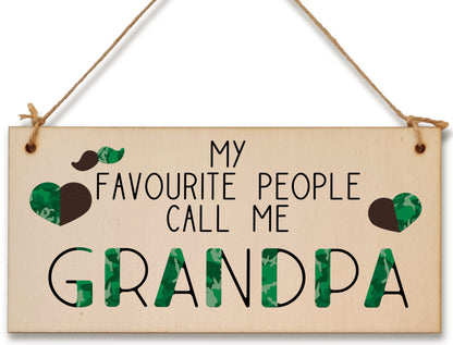 Handmade Wooden Hanging Wall Plaque Favourite People Call Me Grandpa Sentimental Gift Father's Day Man Cave