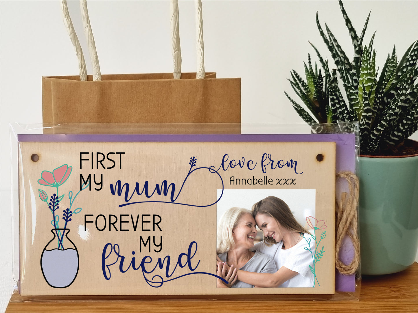 Handmade Wooden Hanging Wall Plaque First My Mother Forever My Friend Sentimental Gift Sign Mother's Day