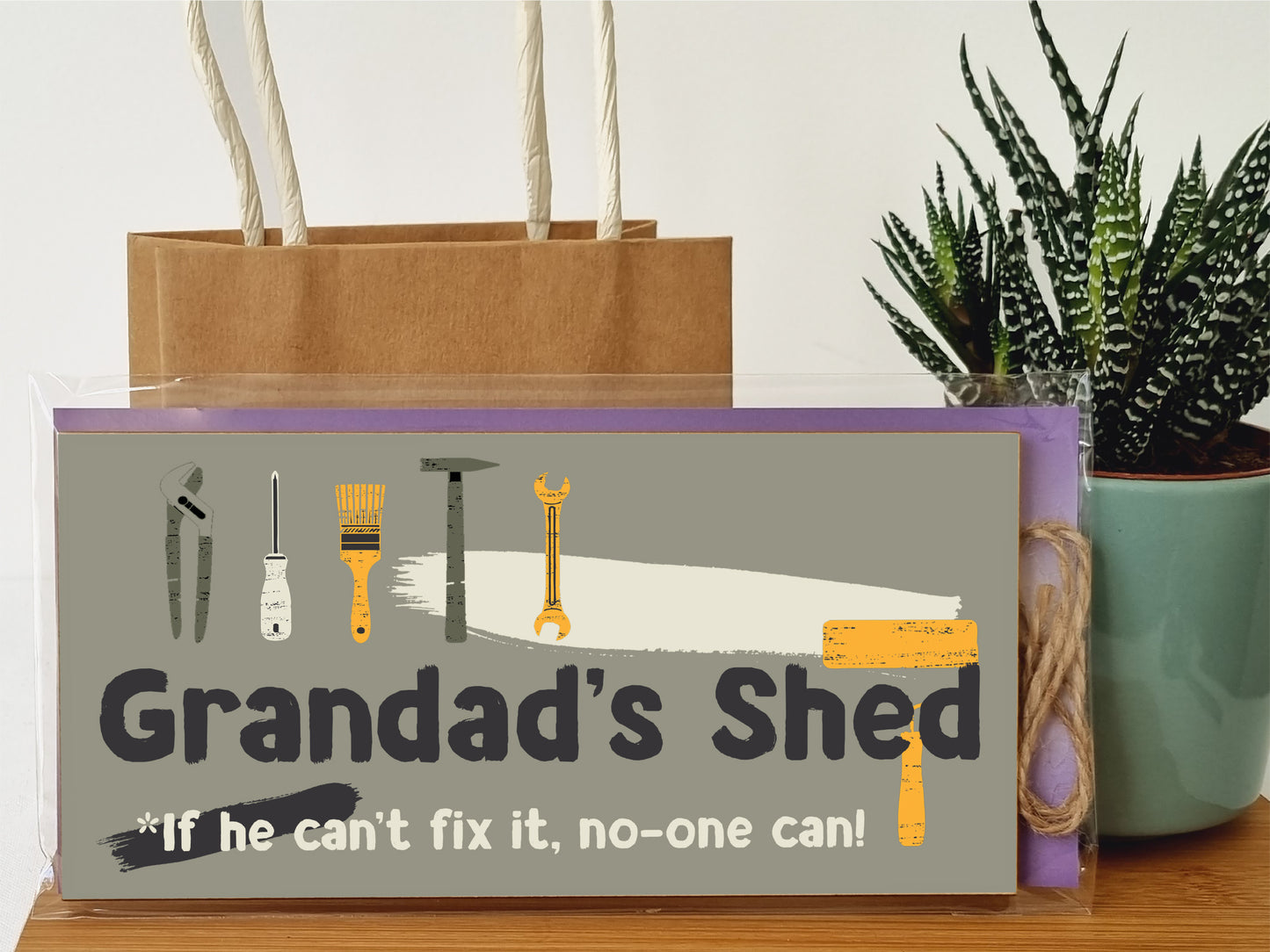 Handmade Wooden Hanging Wall Plaque Grandad's Shed If He Can't Fix It No One Can Funny Novelty Sign Shed Man Cave