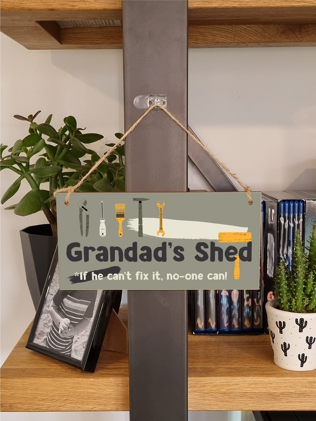 Handmade Wooden Hanging Wall Plaque Grandad's Shed If He Can't Fix It No One Can Funny Novelty Sign Shed Man Cave