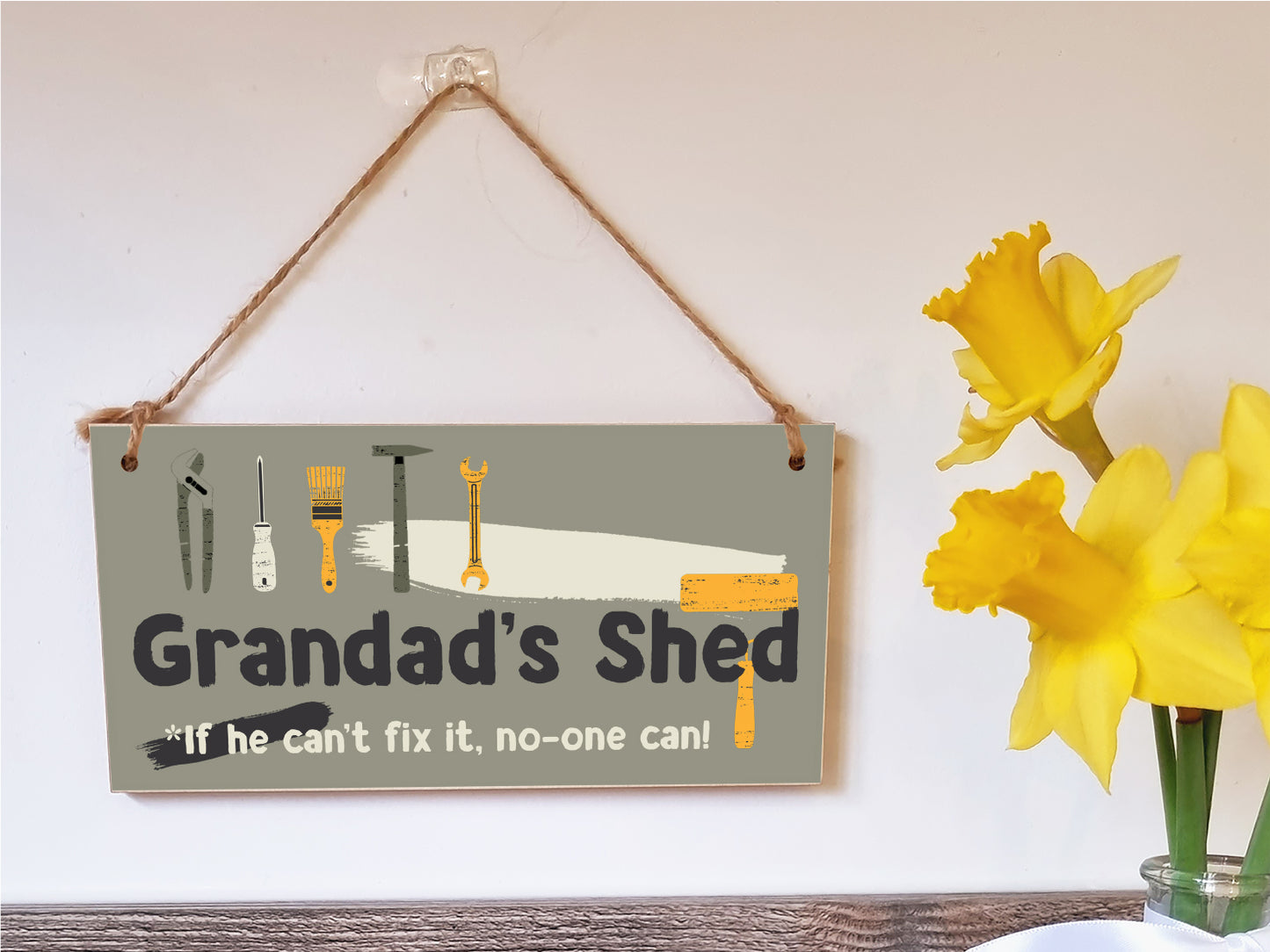 Handmade Wooden Hanging Wall Plaque Grandad's Shed If He Can't Fix It No One Can Funny Novelty Sign Shed Man Cave