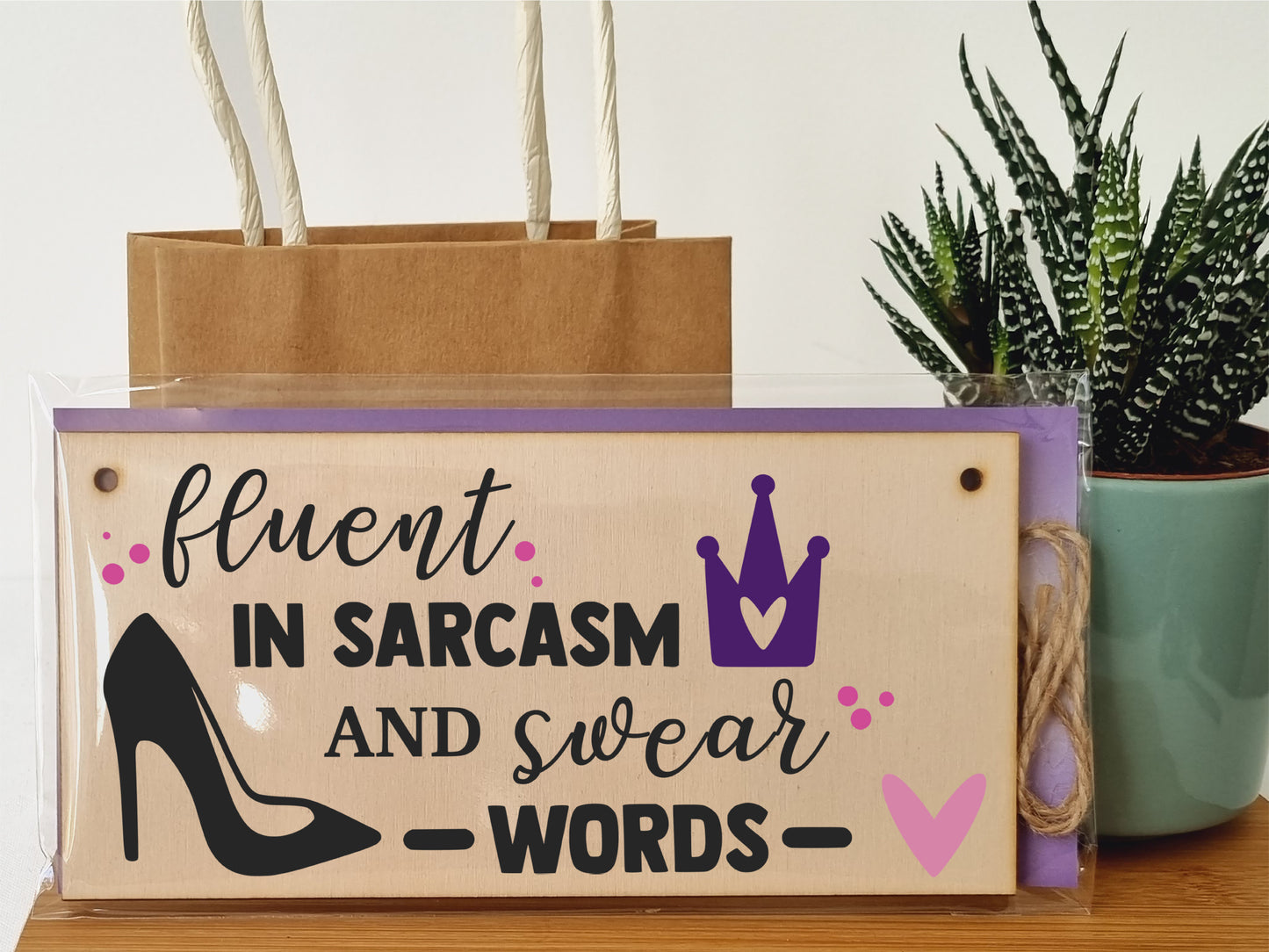 Handmade Wooden Hanging Wall Plaque Fuent in Sarcasm and Swear Words Decorative Funny Friendship Gift Sassy Queen