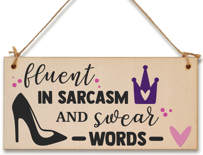 Handmade Wooden Hanging Wall Plaque Fuent in Sarcasm and Swear Words Decorative Funny Friendship Gift Sassy Queen