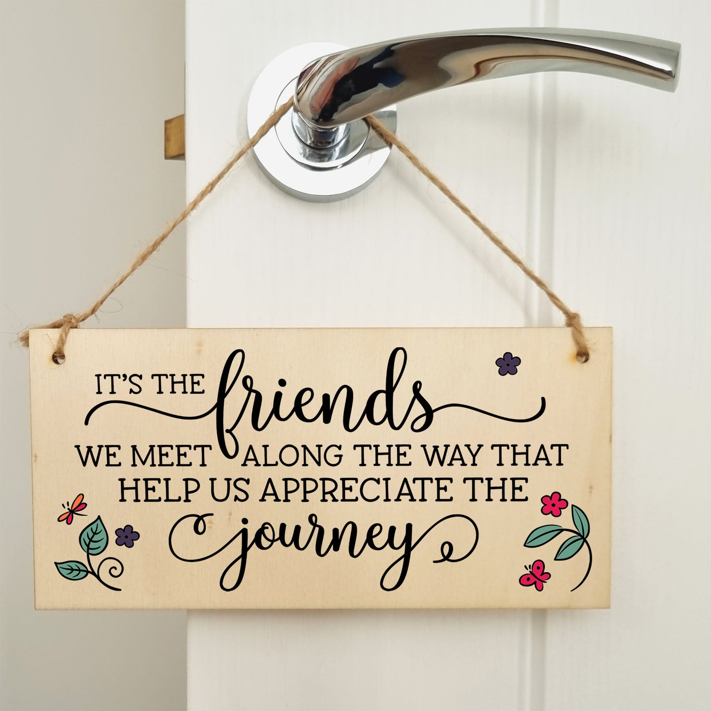 Handmade Wooden Hanging Wall Plaque Friends We Meet Appreciate the Journey Decorative Friendship Gift