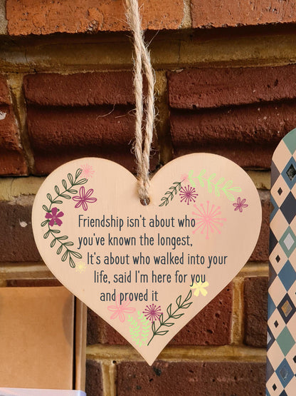 Handmade Wooden Hanging Heart Plaque Gift Friend Here To Stay Friendship Wall Hanger Colleague Present Card Alternative