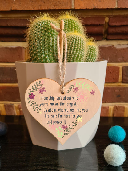 Handmade Wooden Hanging Heart Plaque Gift Friend Here To Stay Friendship Wall Hanger Colleague Present Card Alternative