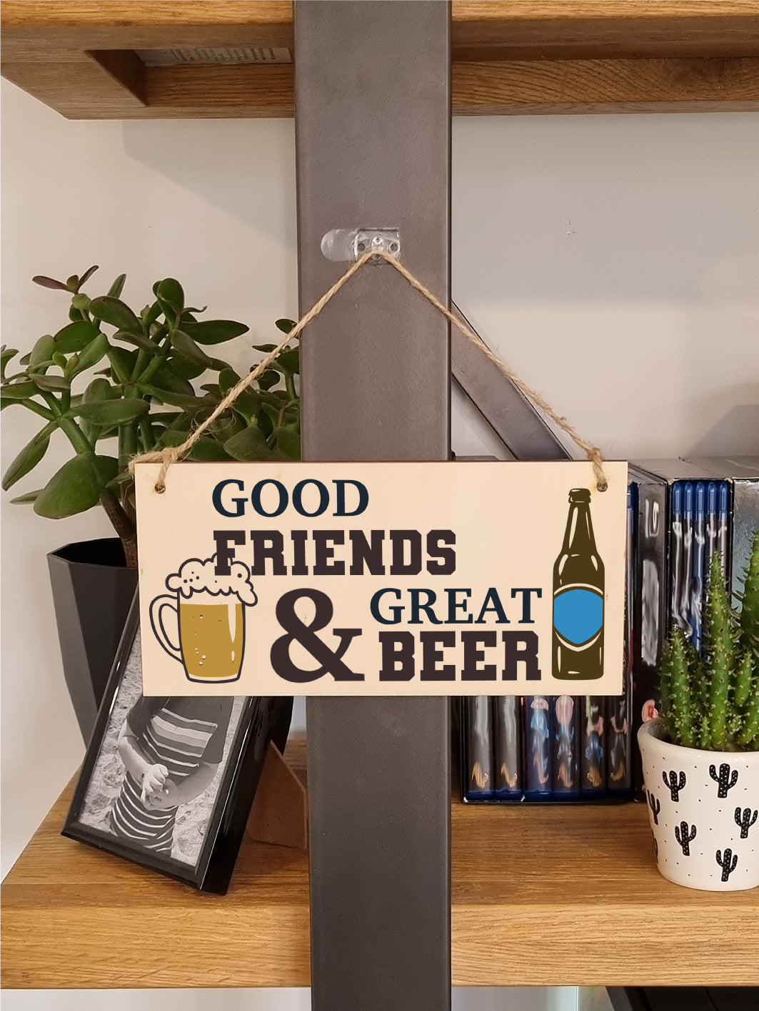 Good Friends Great Beer Funny Novelty Handmade Wooden Hanging Wall Plaque Gift Home Bar Man Cave Sign Decoration