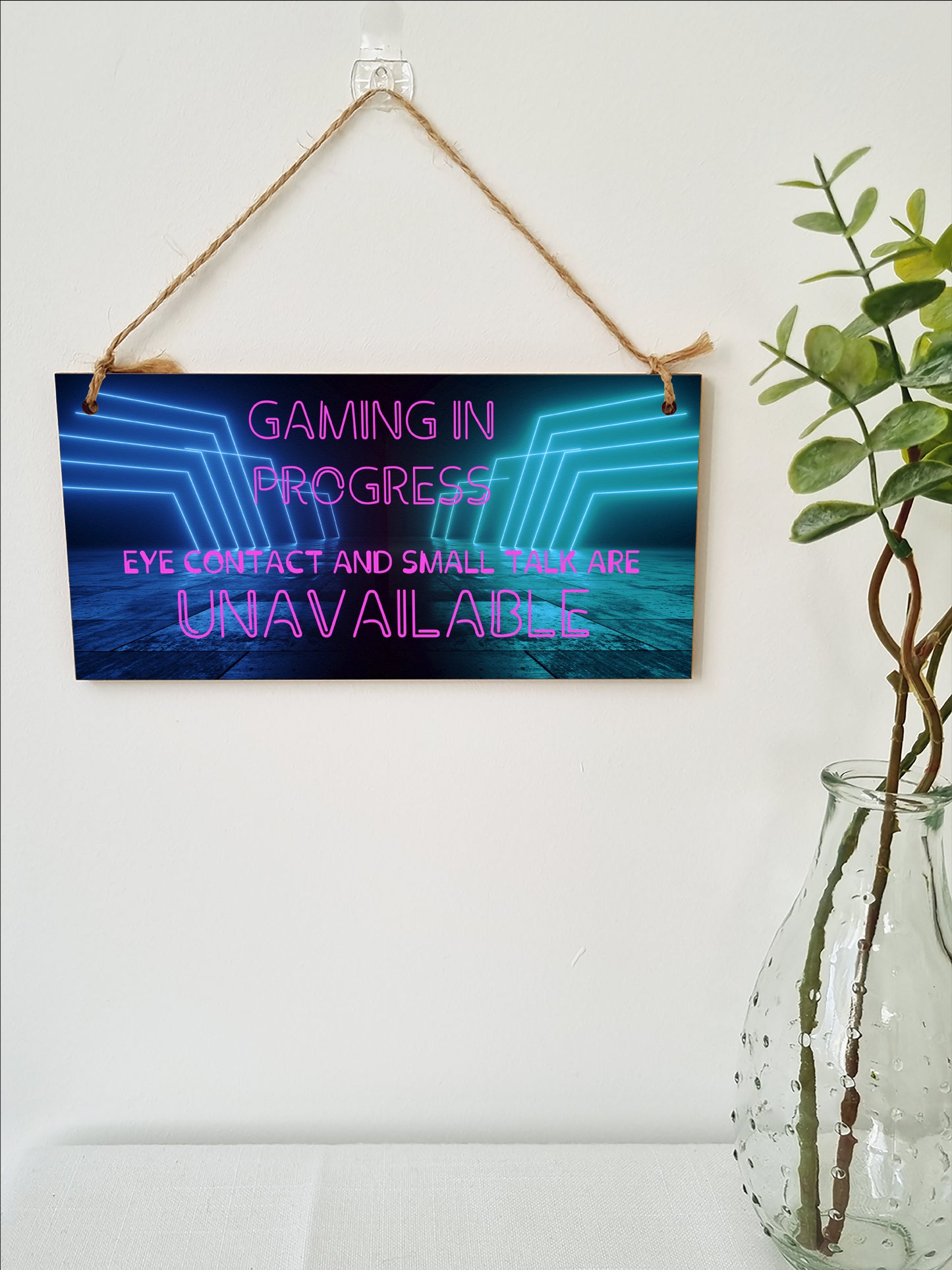 Gaming in Progress Game Room Door Sign Handmade Wooden Plaque Home Décor Hanging Sign Gift Gamer Fan Futurustic Style