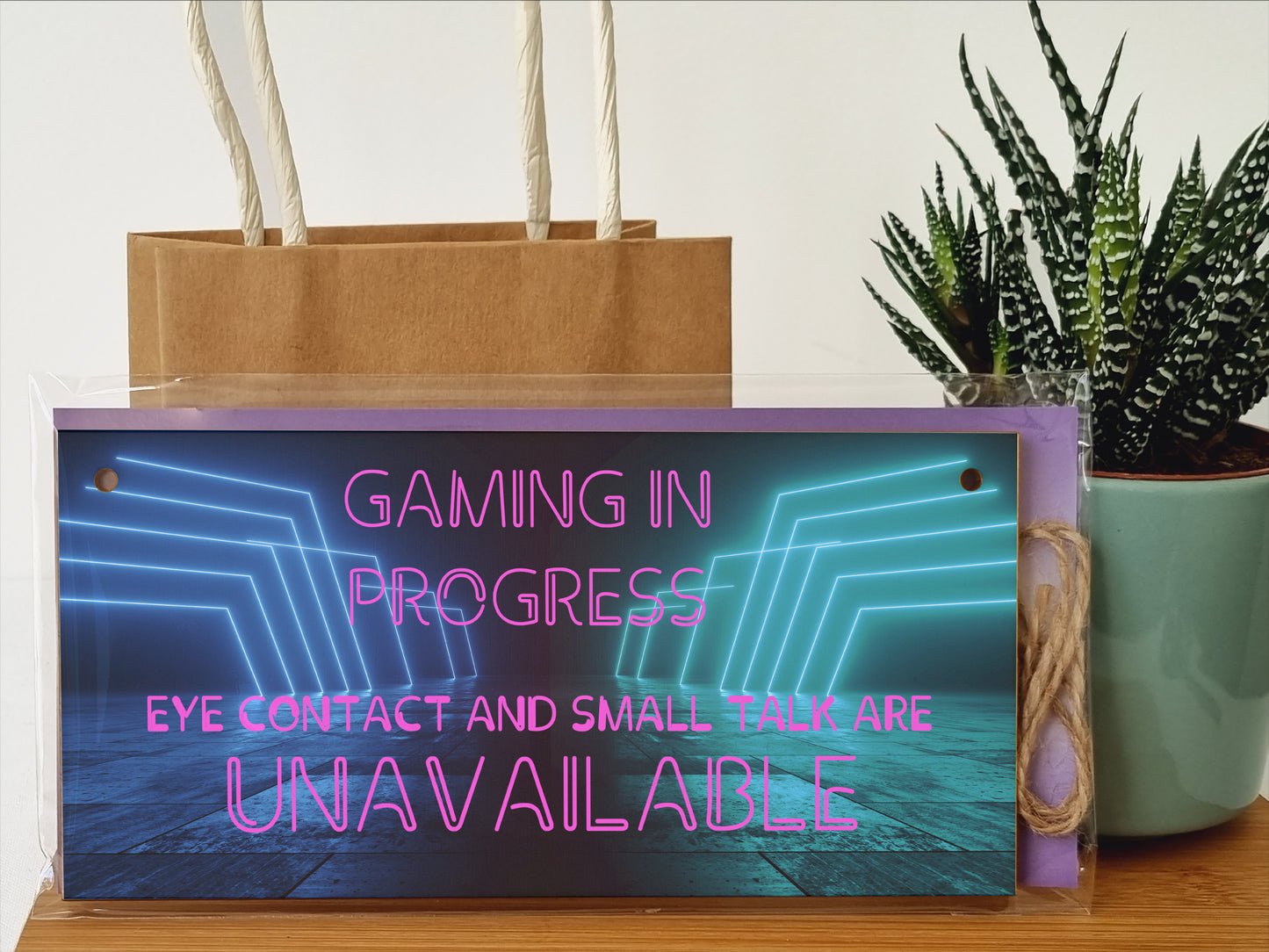 Gaming in Progress Game Room Door Sign Handmade Wooden Plaque Home Décor Hanging Sign Gift Gamer Fan Futurustic Style