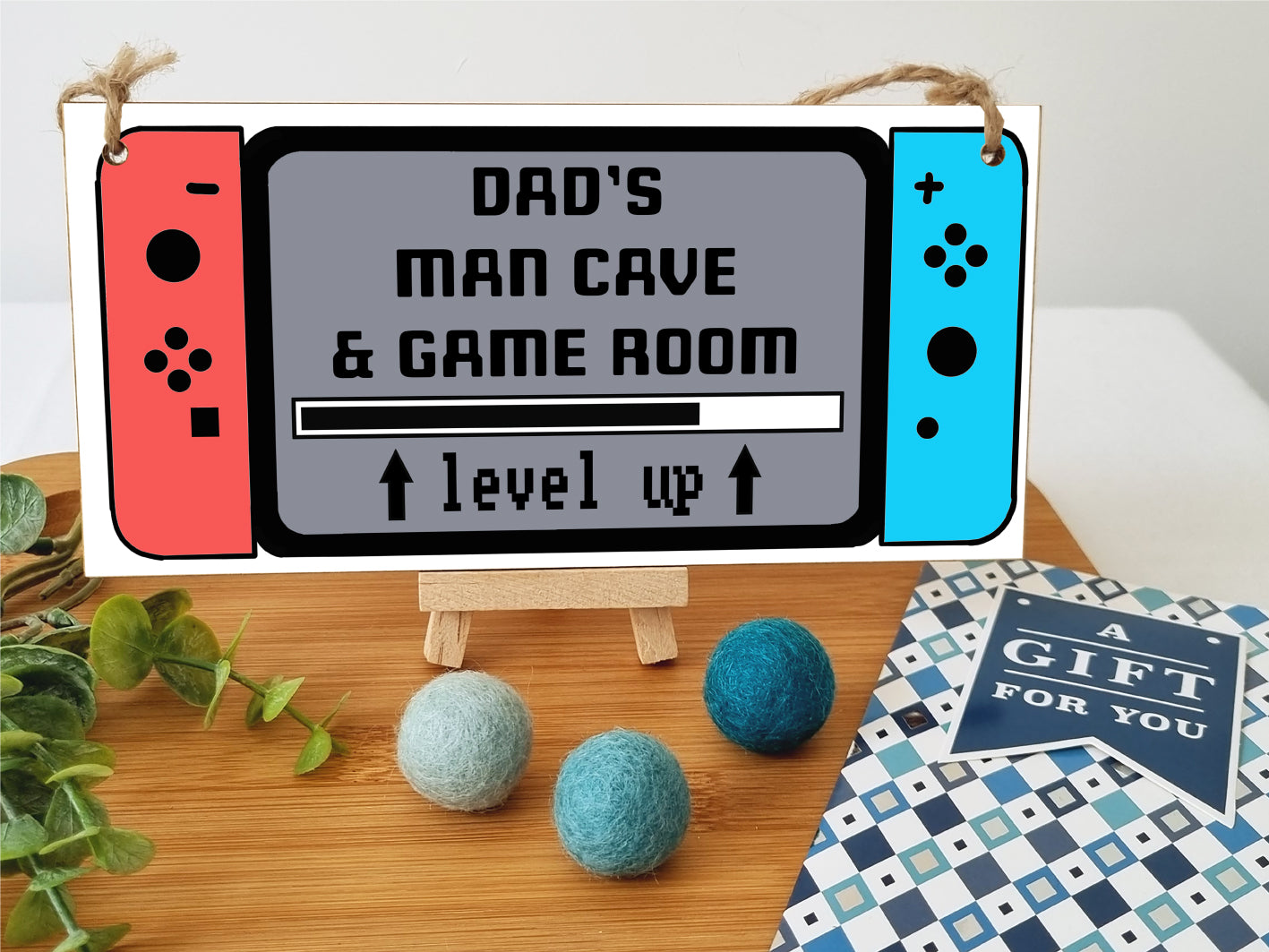 Handmade Wooden Hanging Wall Plaque Dad's Man Cave & Game Room Funny Gaming Novelty Sign Father's Day Gift